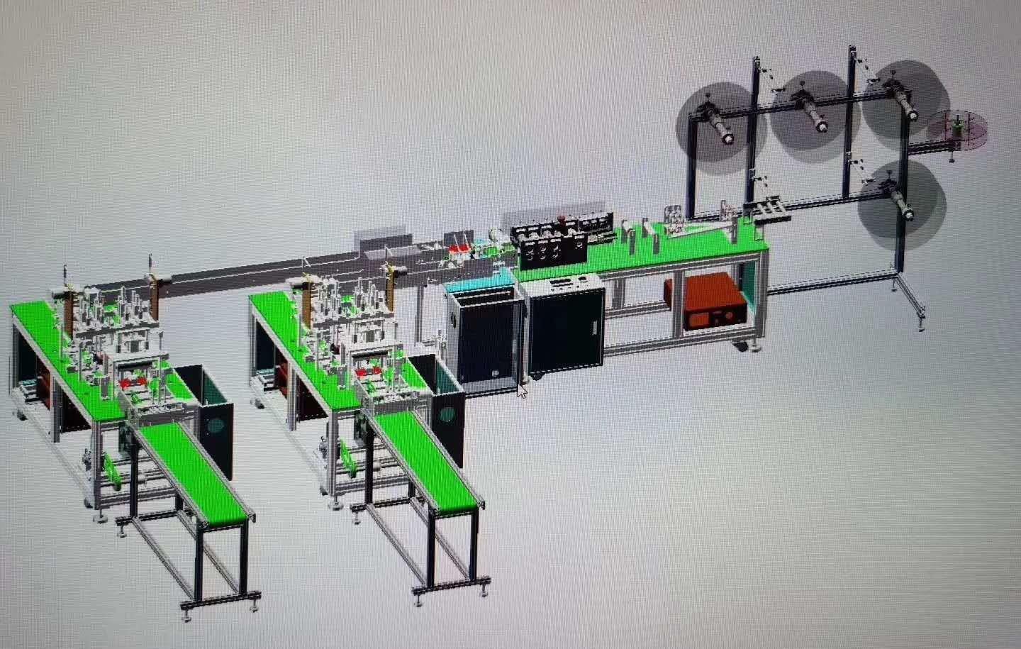 XJ-KZPM-5F全自动智能型平面口罩耳带一拖二生产